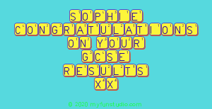 Sophie
 Congratulations
 On Your
 Gcse 
 Results
 Xx