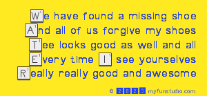 We Have Found A Missing Shoe
 And All Of Us Forgive My Shoes
 Tee Looks Good As Well And All
 Every Time I See Yourselves
 Really Really Good And Awesome