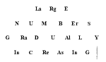 Large
 Numb|ers
 Gradually
 Inc|reasing